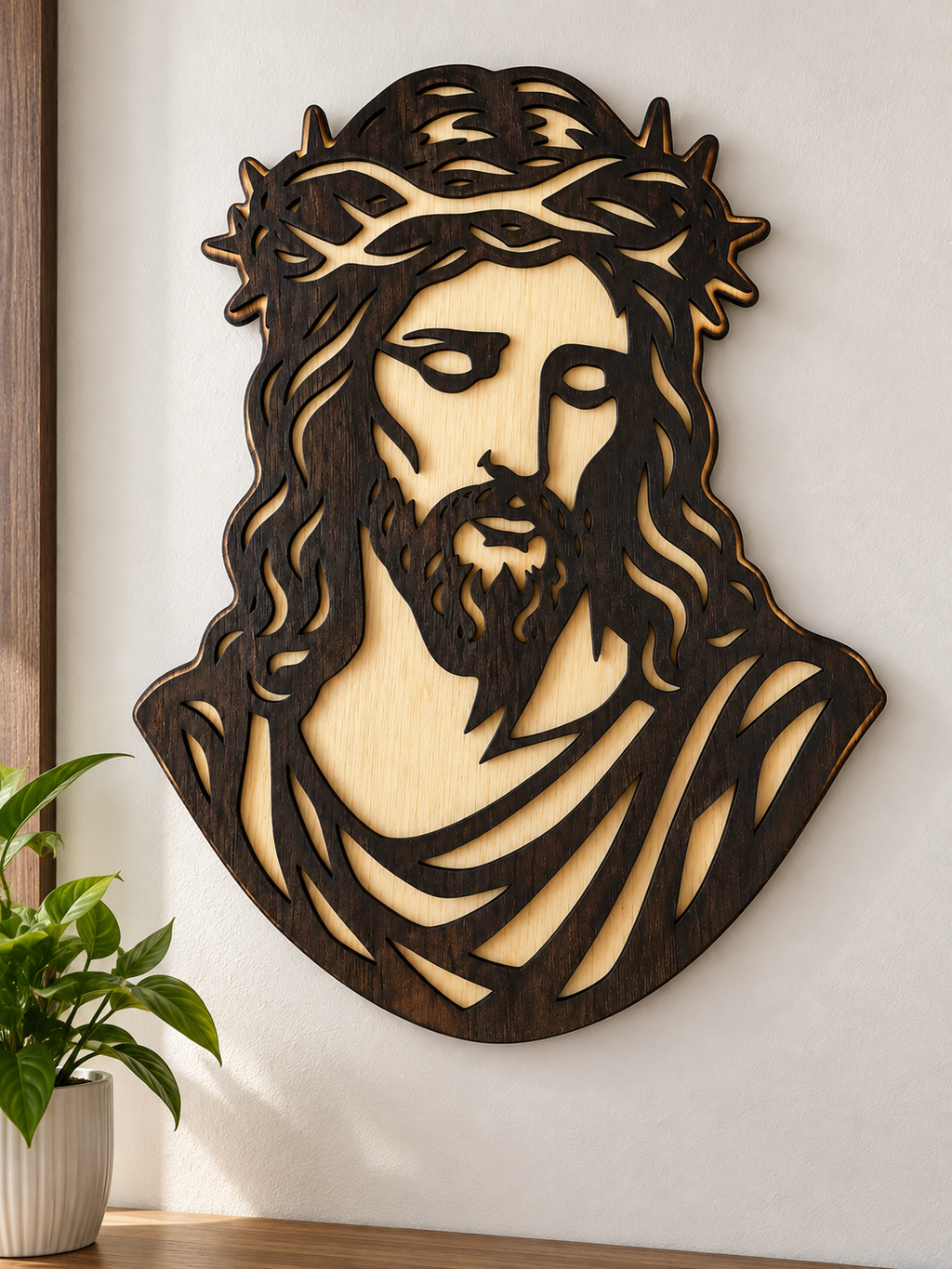 Jesus Wall Art – Handmade Wooden Cross Decor, Christian Home Decor